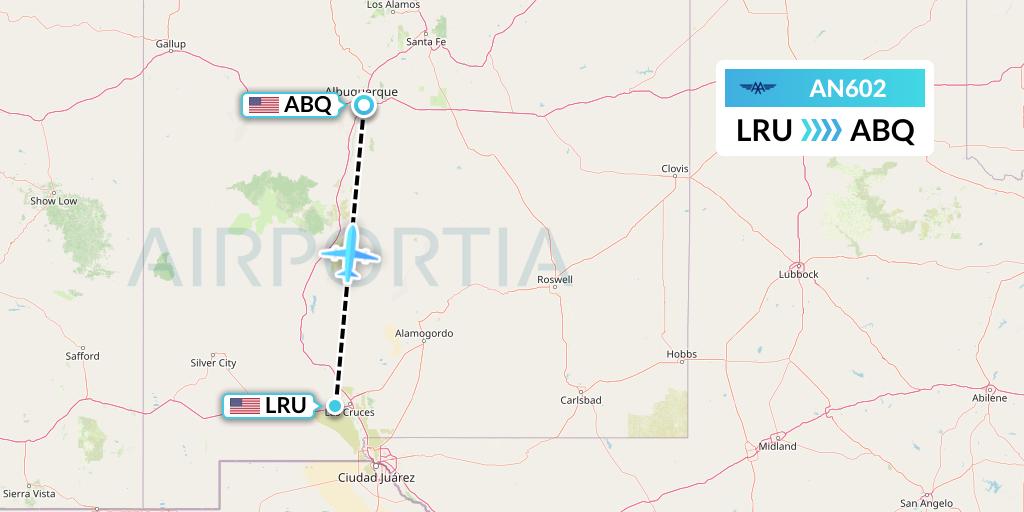 AN602 Advanced Air Flight Map: Las Cruces to Albuquerque