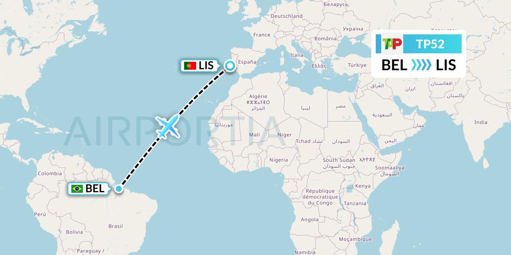 TP52 TAP Portugal Flight Map: Belem to Lisbon
