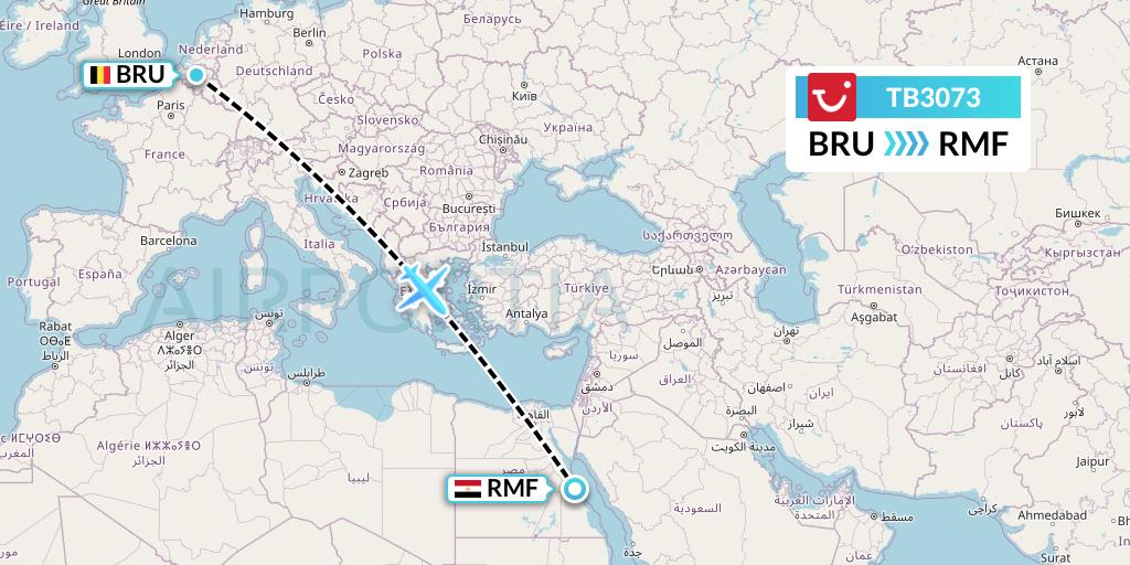 TB3073 TUI fly Belgium Flight Map: Brussels to Marsa Alam