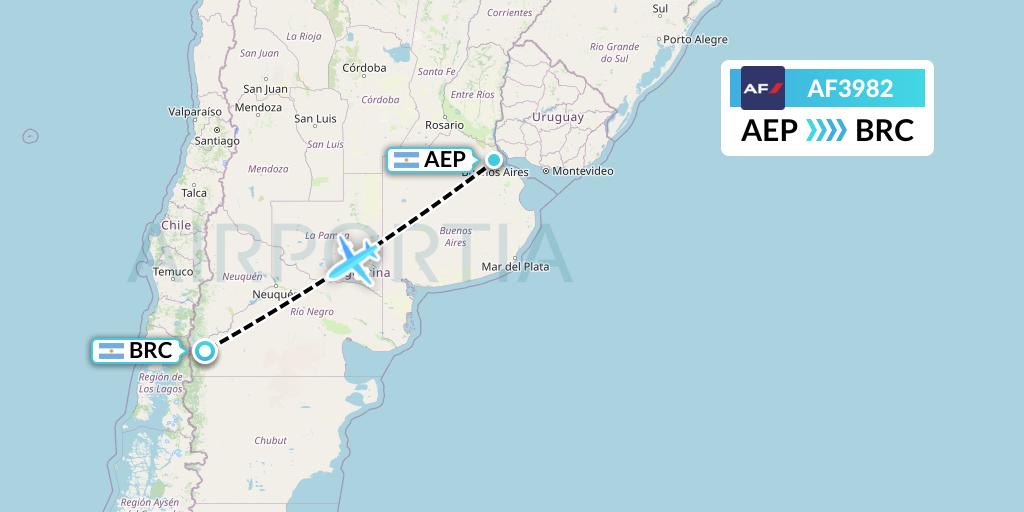 AF3982 Air France Flight Map: Buenos Aires to San Carlos de Bariloche