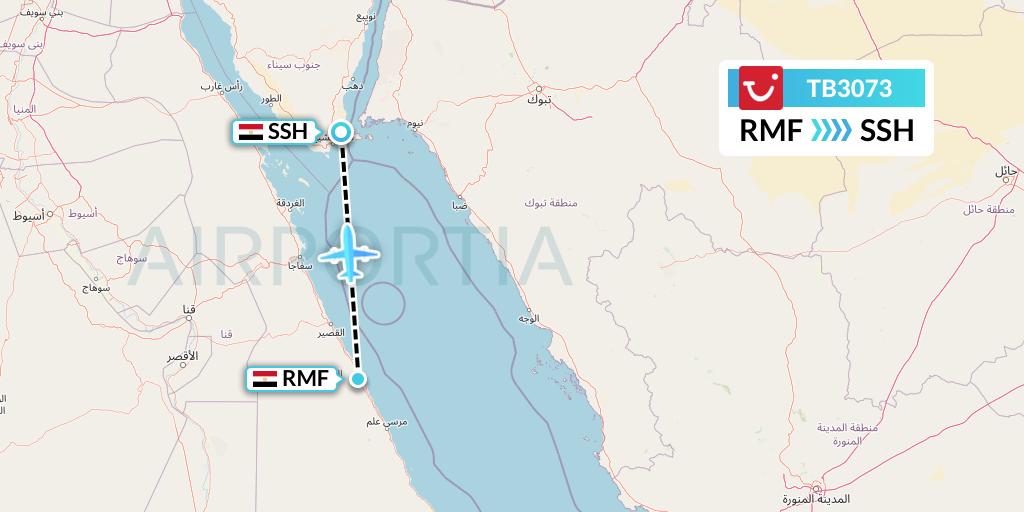 TB3073 TUI fly Belgium Flight Map: Marsa Alam to Sharm el-Sheikh