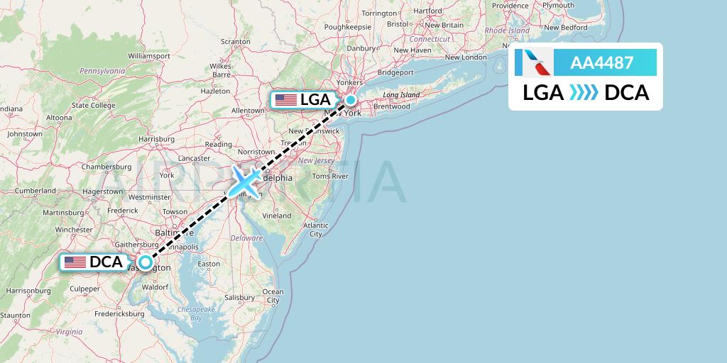 AA4487 American Airlines Flight Map: New York to Washington