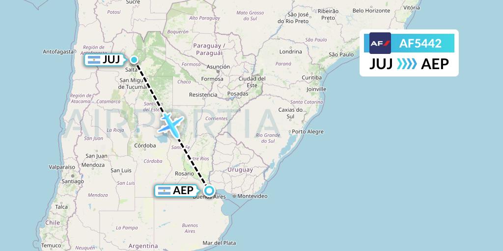 AF5442 Air France Flight Map: Jujuy to Buenos Aires