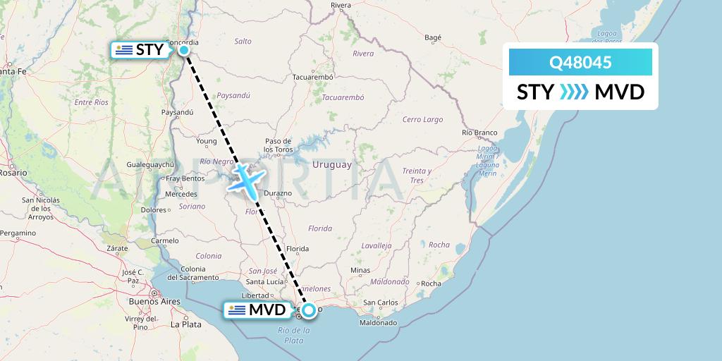 Q48045 Euroairlines Flight Map: Salto to Montevideo