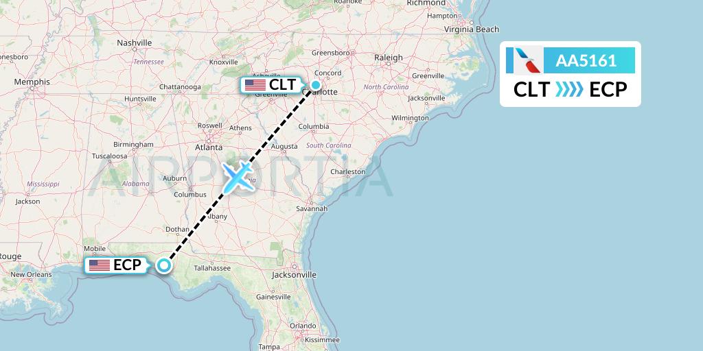 AA5161 American Airlines Flight Map: Charlotte to Panama City