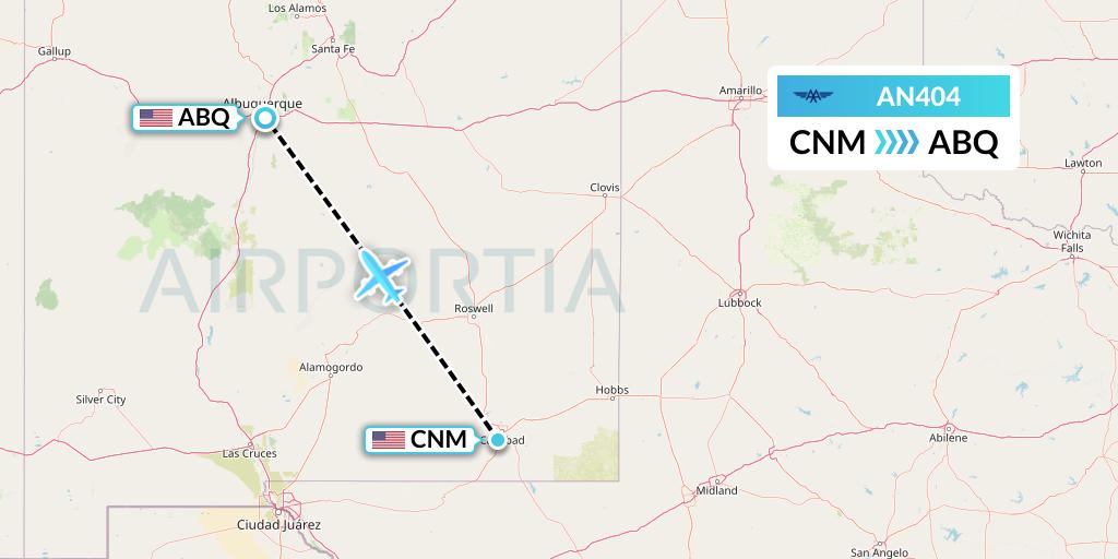 AN404 Advanced Air Flight Map: Carlsbad to Albuquerque