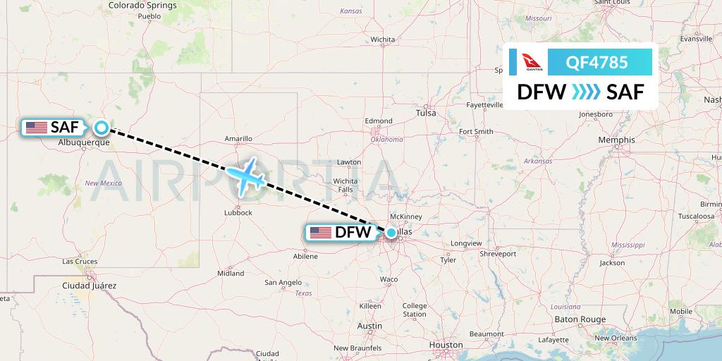 QF4785 Qantas Flight Map: Dallas to Santa Fe