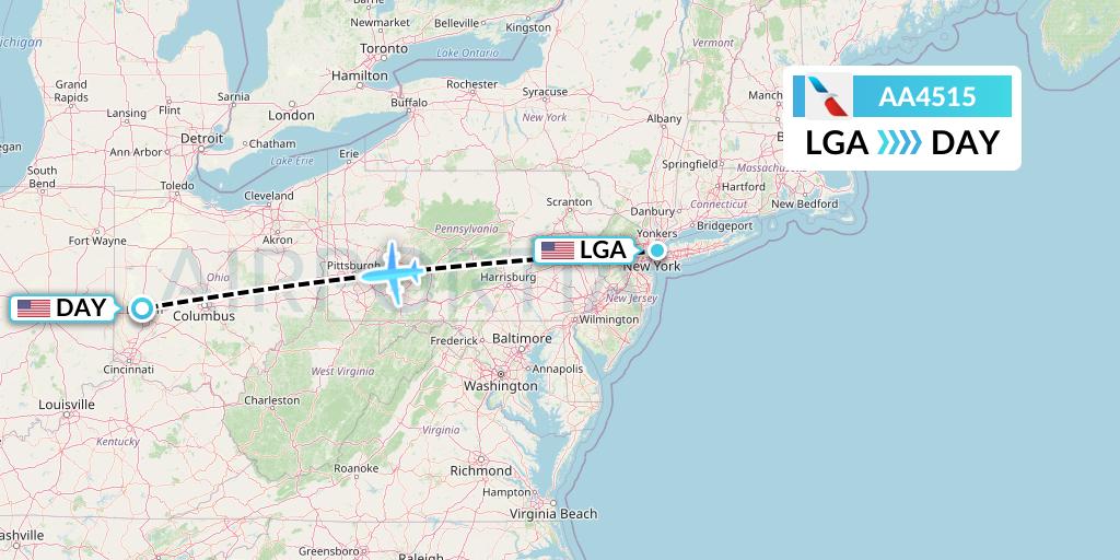AA4515 American Airlines Flight Map: New York to Dayton
