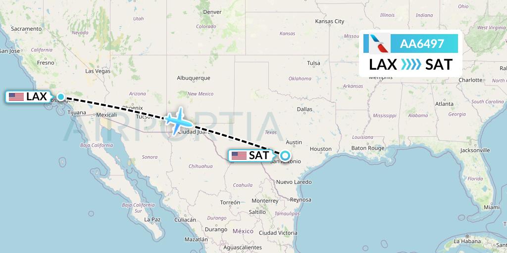 AA6497 American Airlines Flight Map: Los Angeles to San Antonio