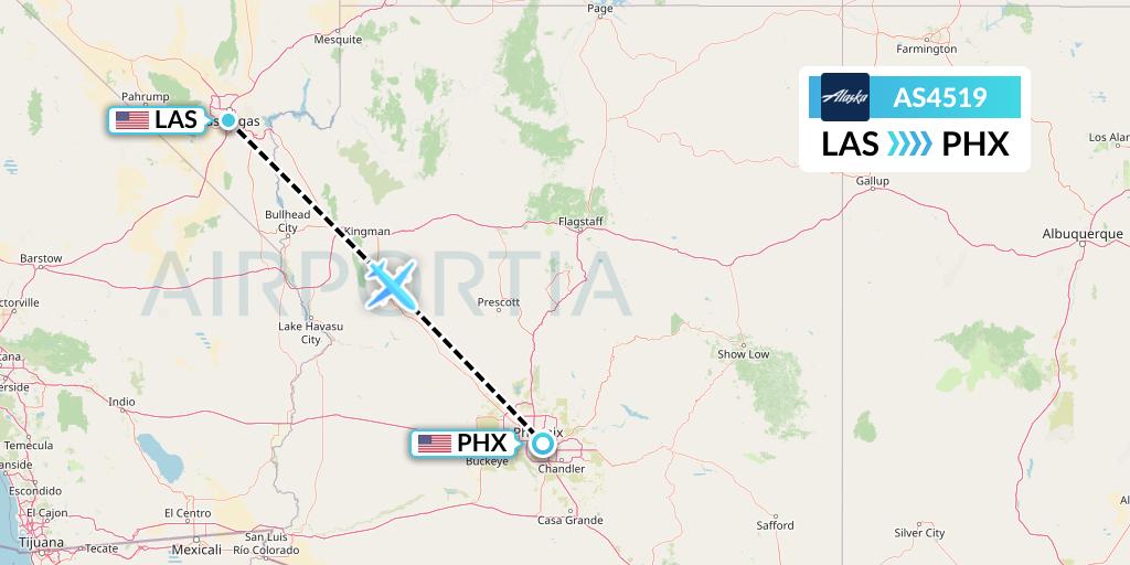 AS4519 Alaska Airlines Flight Map: Las Vegas to Phoenix