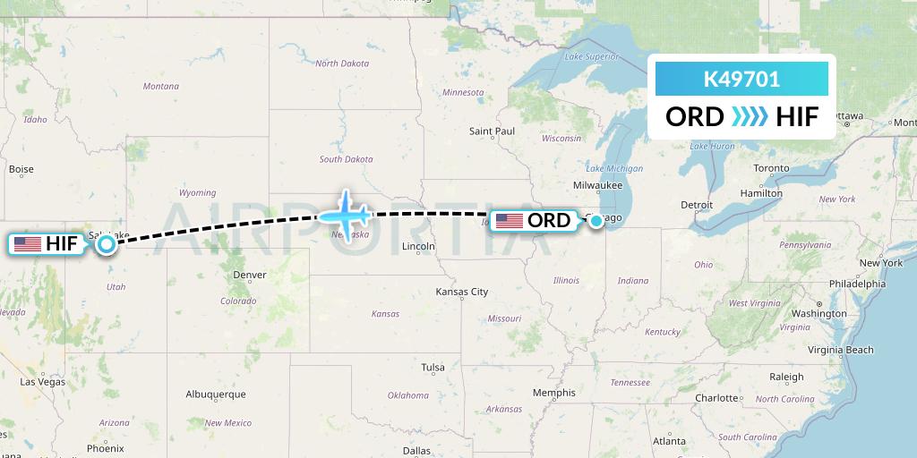K49701 Kalitta Air Flight Map: Chicago to Ogden