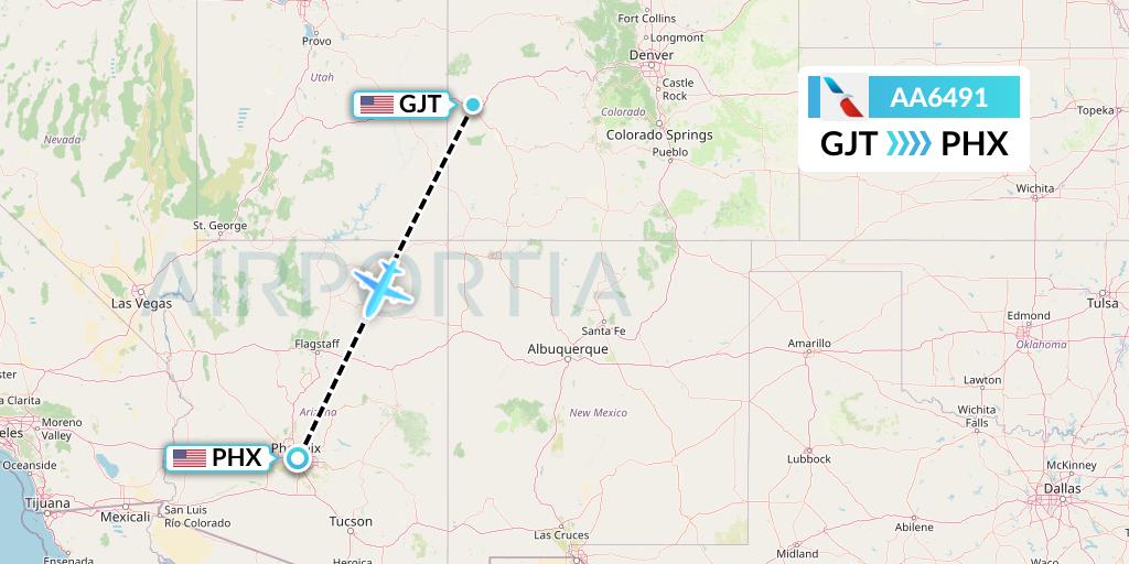 AA6491 American Airlines Flight Map: Grand Junction to Phoenix