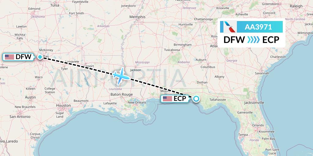 AA3971 American Airlines Flight Map: Dallas to Panama City