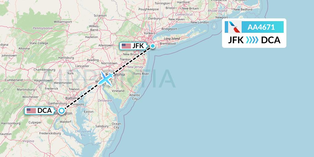 AA4671 American Airlines Flight Map: New York to Washington