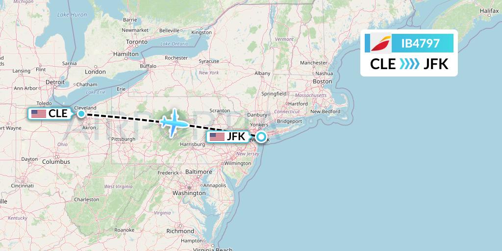 IB4797 Iberia Flight Map: Cleveland to New York