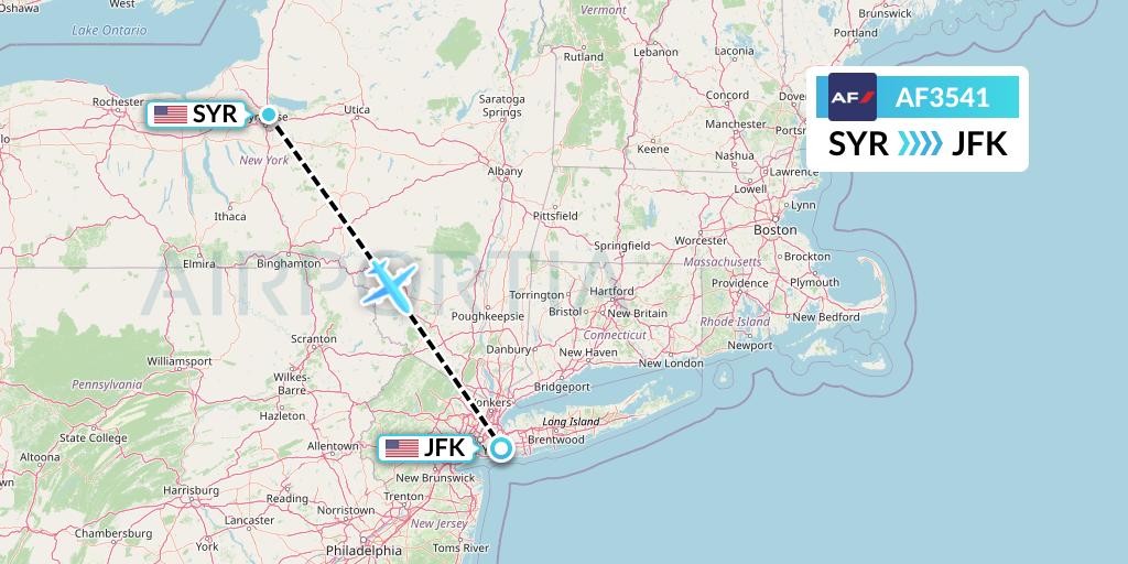 AF3541 Air France Flight Map: Syracuse to New York