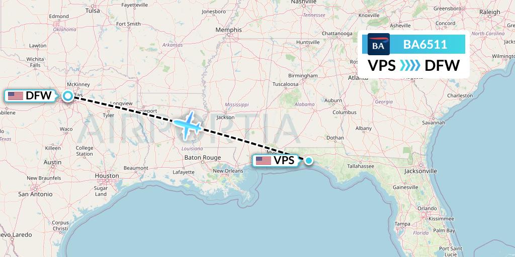 BA6511 British Airways Flight Map: Valparaiso to Dallas