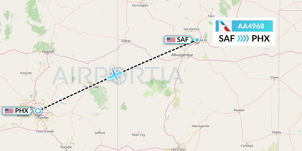 AA4968 American Airlines Flight Map: Santa Fe to Phoenix