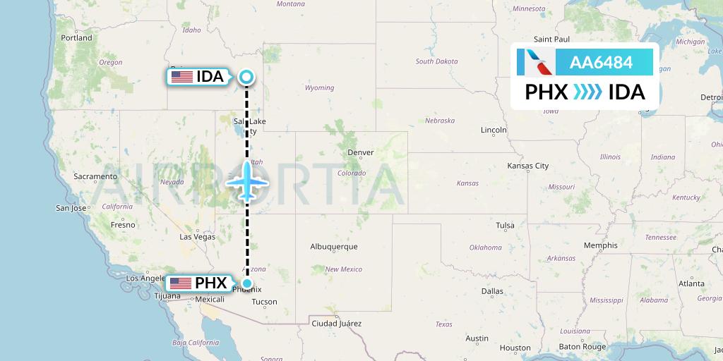 AA6484 American Airlines Flight Map: Phoenix to Idaho Falls