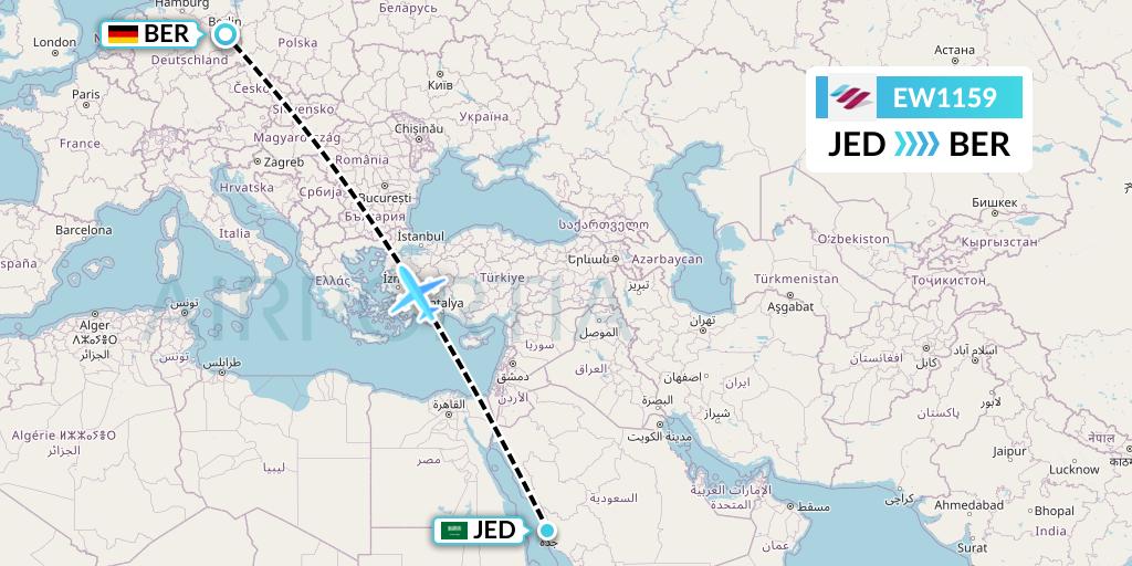 EW1159 Eurowings Flight Map: Jeddah to Berlin
