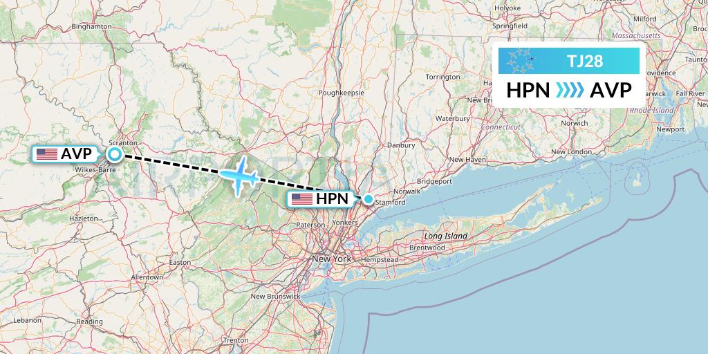 TJ28 Tradewind Aviation Flight Map: White Plains to Avoca