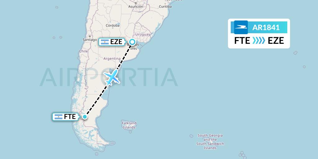 AR1841 Aerolineas Argentinas Flight Map: El Calafate to Buenos Aires