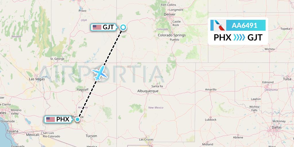 AA6491 American Airlines Flight Map: Phoenix to Grand Junction