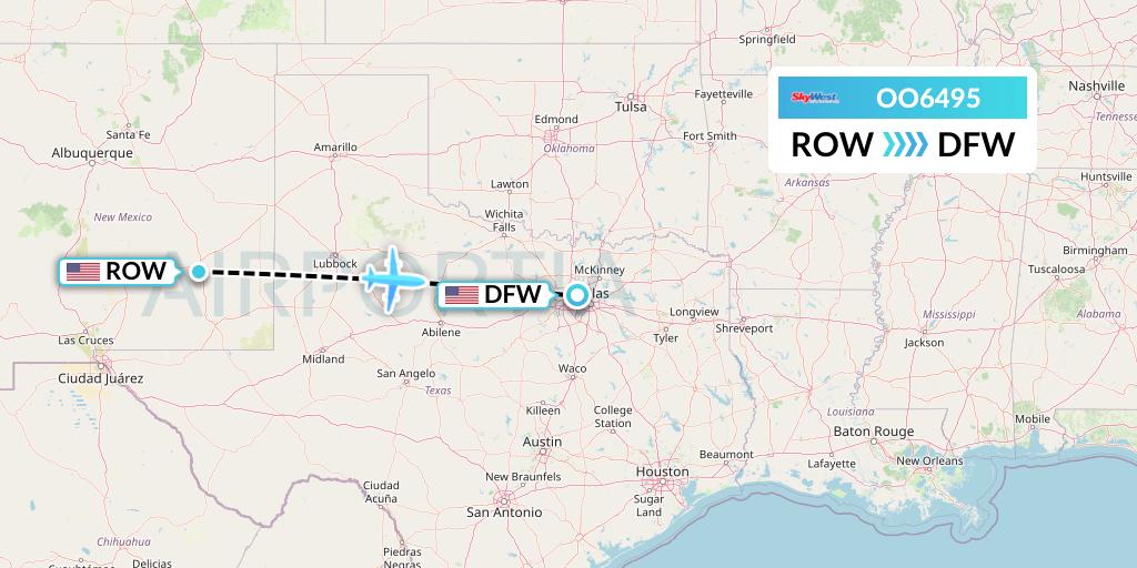 OO6495 SkyWest Airlines Flight Map: Roswell to Dallas