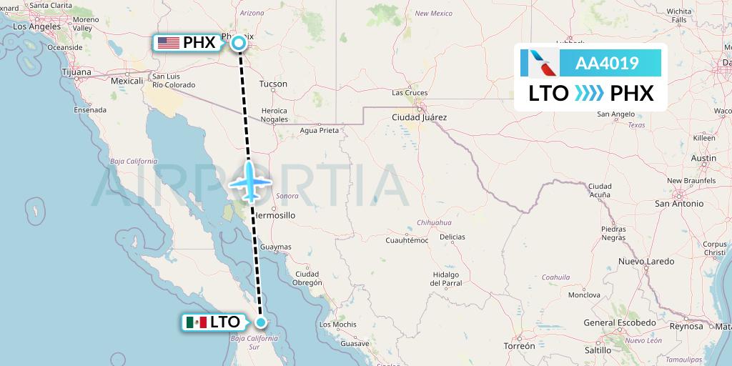 AA4019 American Airlines Flight Map: Loreto to Phoenix