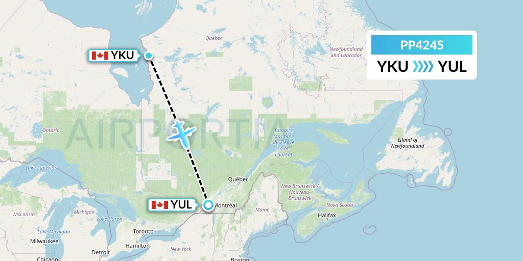 PP4245 Jet Aviation Business Jets Flight Map: Chisasibi to Montreal