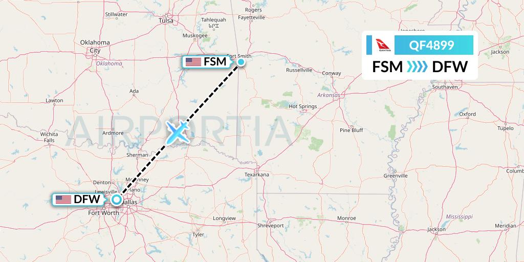 QF4899 Qantas Flight Map: Fort Smith to Dallas