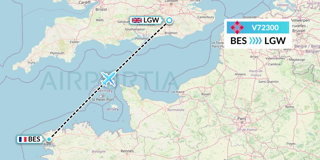 V72300 Volotea Flight Map: Brest to London