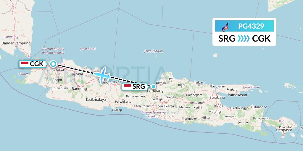 PG4329 Bangkok Airways Flight Map: Semarang to Jakarta