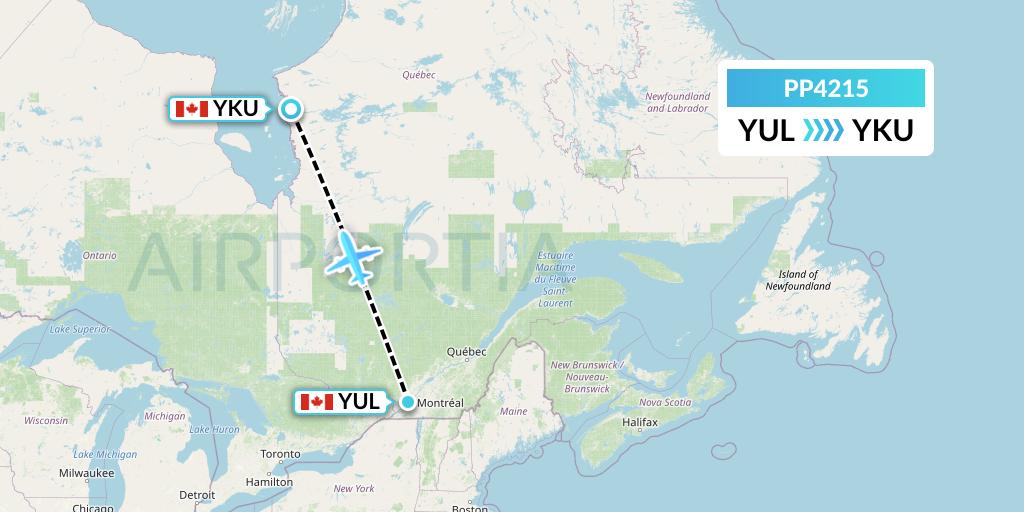PP4215 Jet Aviation Business Jets Flight Map: Montreal to Chisasibi