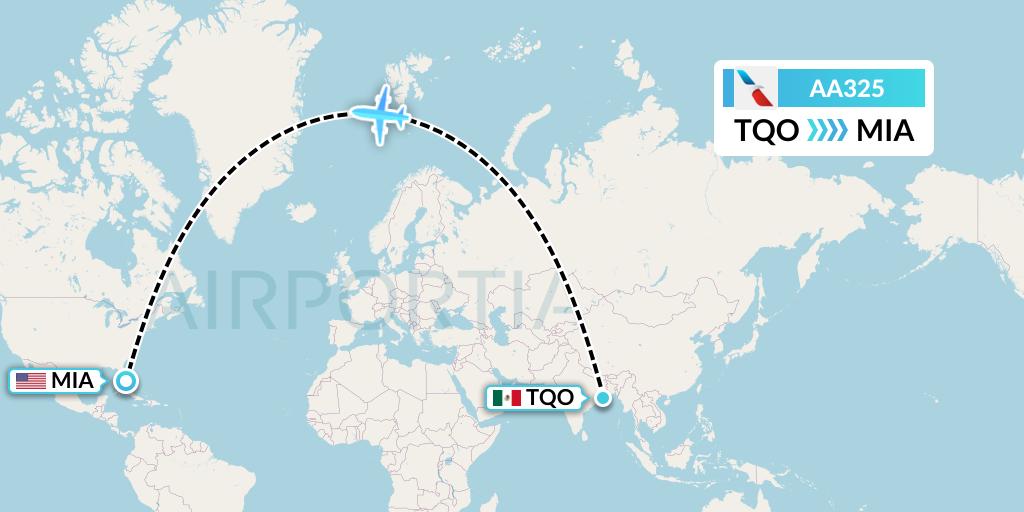AA325 American Airlines Flight Map: Tulum to Miami