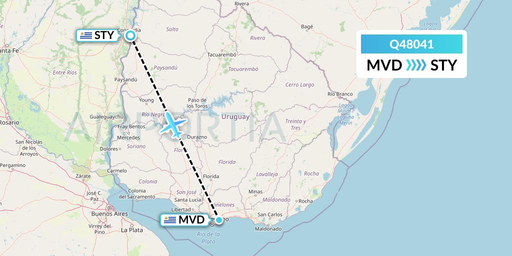 Q48041 Euroairlines Flight Map: Montevideo to Salto