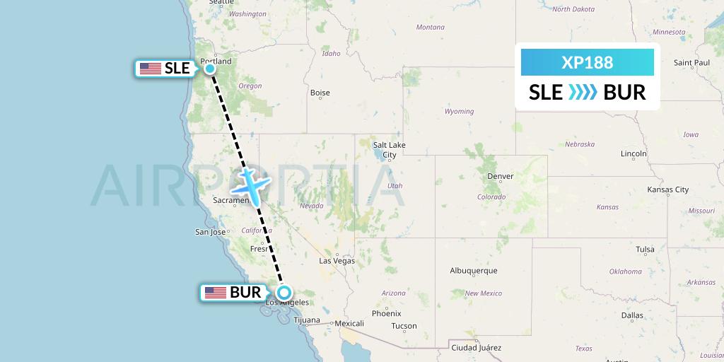 XP188 Avelo Airlines Flight Map: Salem to Burbank
