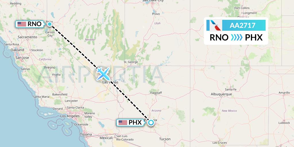 AA2717 American Airlines Flight Map: Reno to Phoenix
