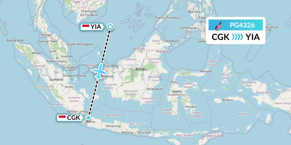 PG4326 Bangkok Airways Flight Map: Jakarta to Yogyakarta