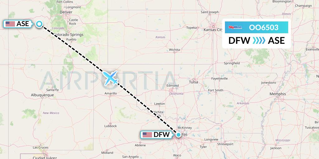 OO6503 SkyWest Airlines Flight Map: Dallas to Aspen