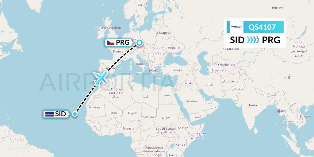 QS4107 Smartwings Flight Map: Espargos to Prague