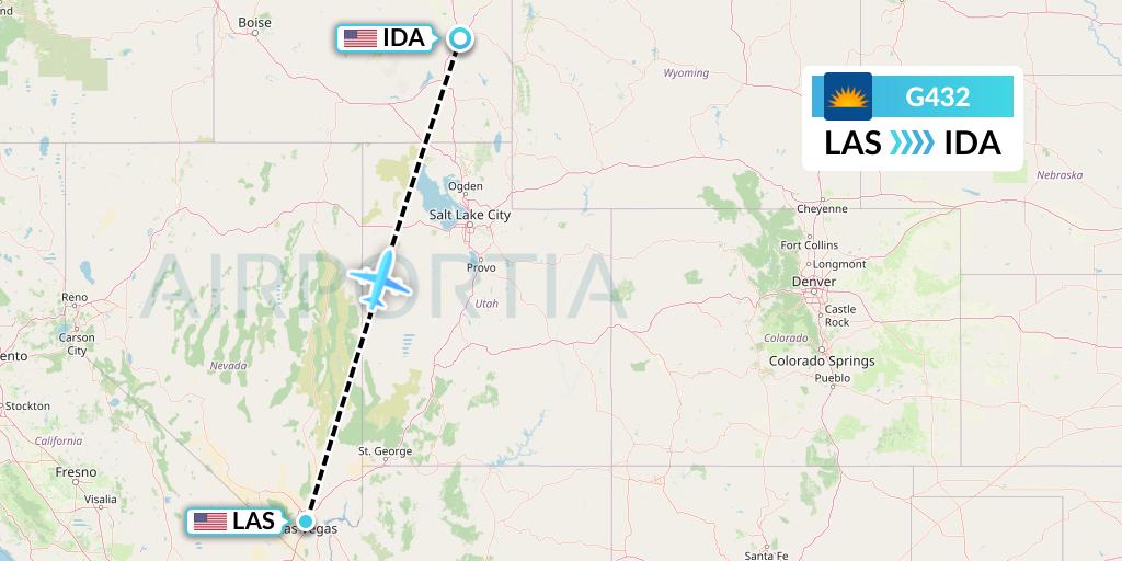 G432 Allegiant Air Flight Map: Las Vegas to Idaho Falls