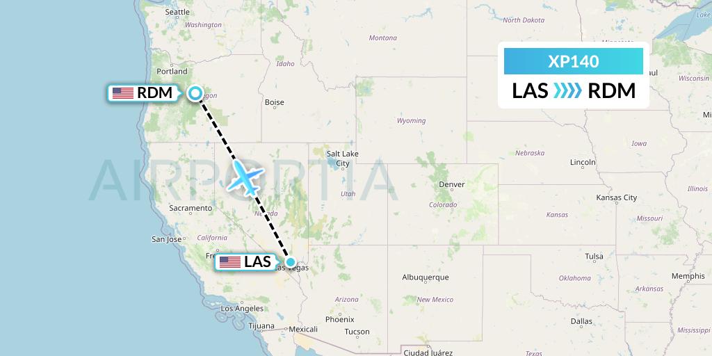 XP140 Avelo Airlines Flight Map: Las Vegas to Redmond