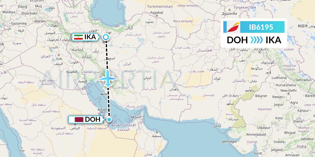 IB6195 Iberia Flight Map: Doha to Tehran