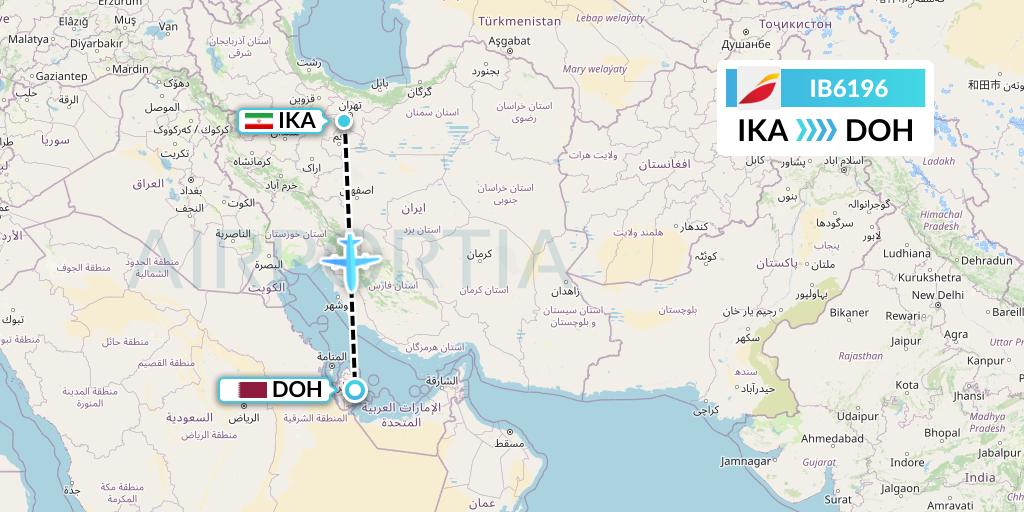 IB6196 Iberia Flight Map: Tehran to Doha