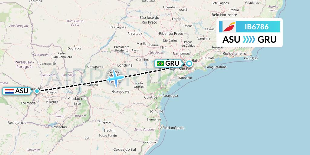 IB6786 Iberia Flight Map: Asuncion to Sao Paulo
