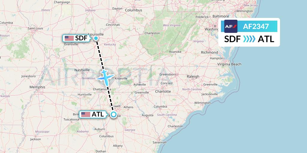 AF2347 Air France Flight Map: Louisville to Atlanta