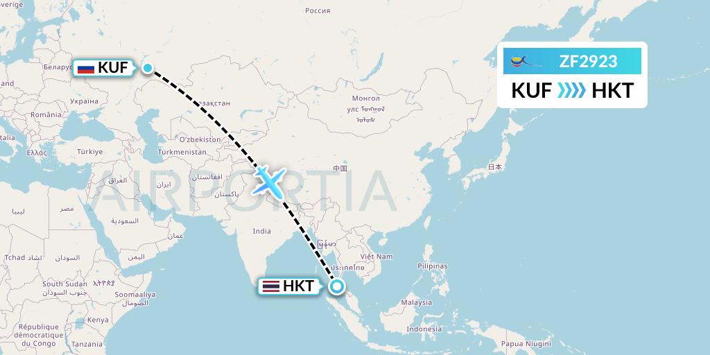 ZF2923 Azur Air Flight Map: Samara to Phuket