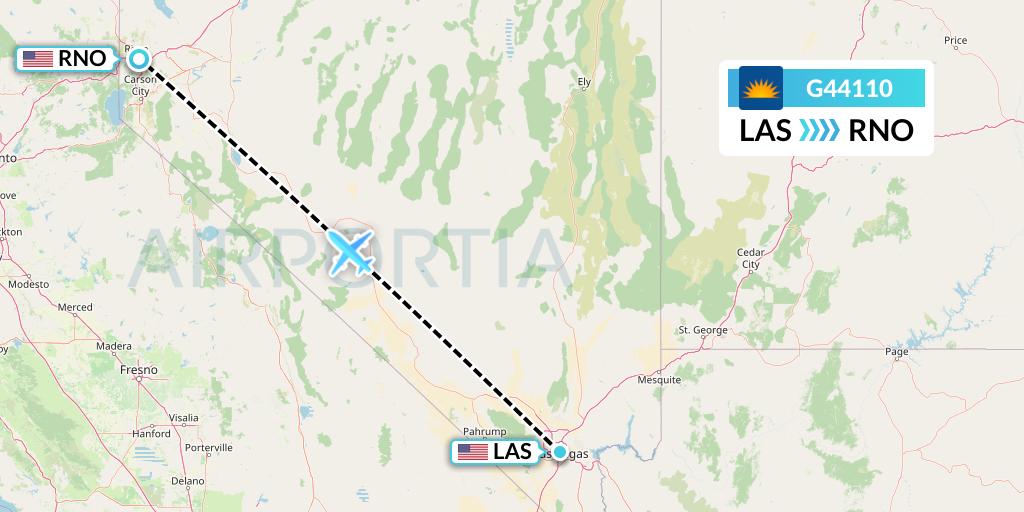 G44110 Allegiant Air Flight Map: Las Vegas to Reno