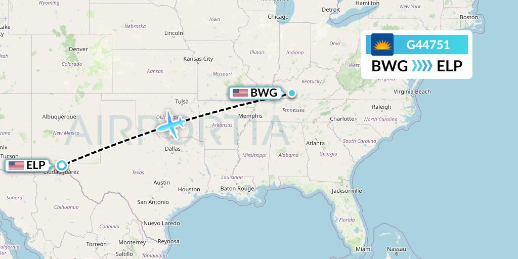 G44751 Allegiant Air Flight Map: Bowling Green to El Paso